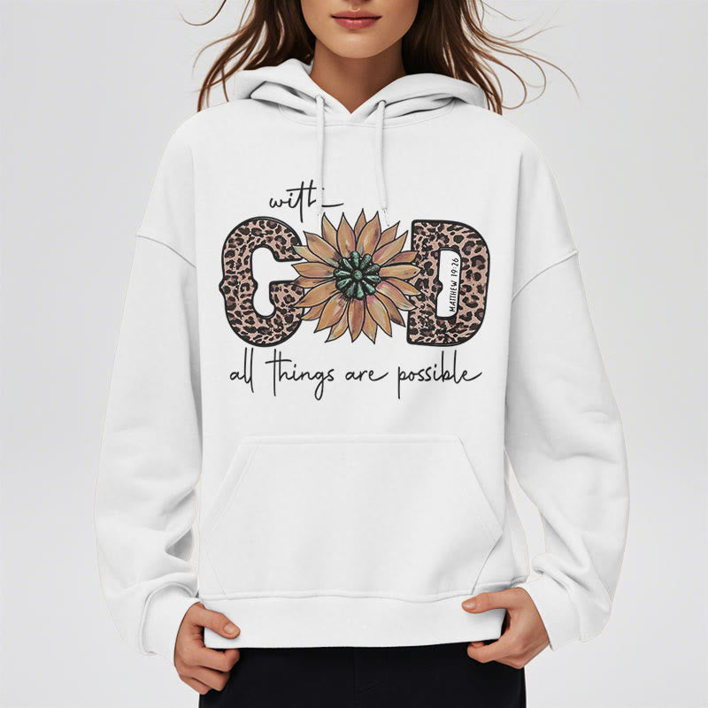 Christianartworkshop Quotation Style With God All Things Are Possible Fleece Lined Polyester Hoodie - image 8