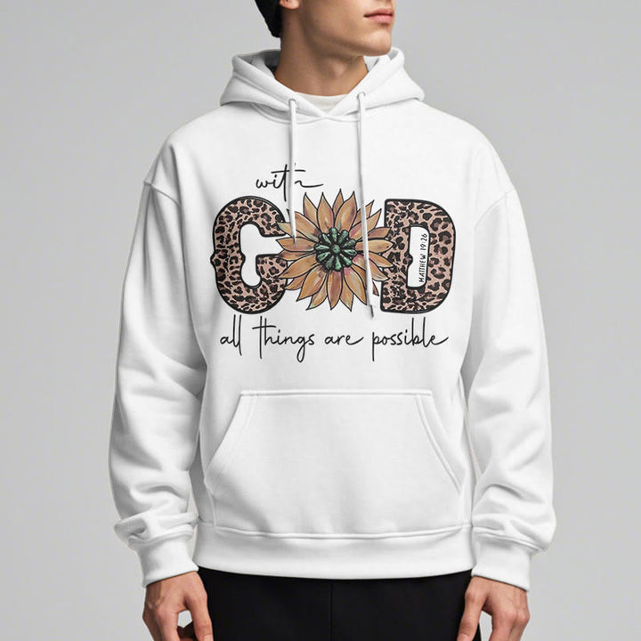 Christianartworkshop Quotation Style With God All Things Are Possible Fleece Lined Polyester Hoodie - image 7