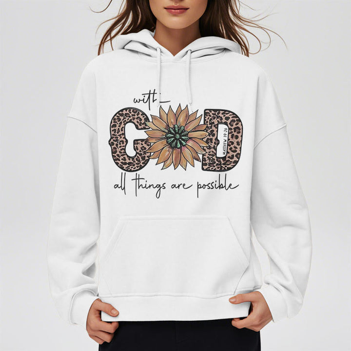 Christianartworkshop Quotation Style With God All Things Are Possible Fleece Lined Polyester Hoodie - image 8