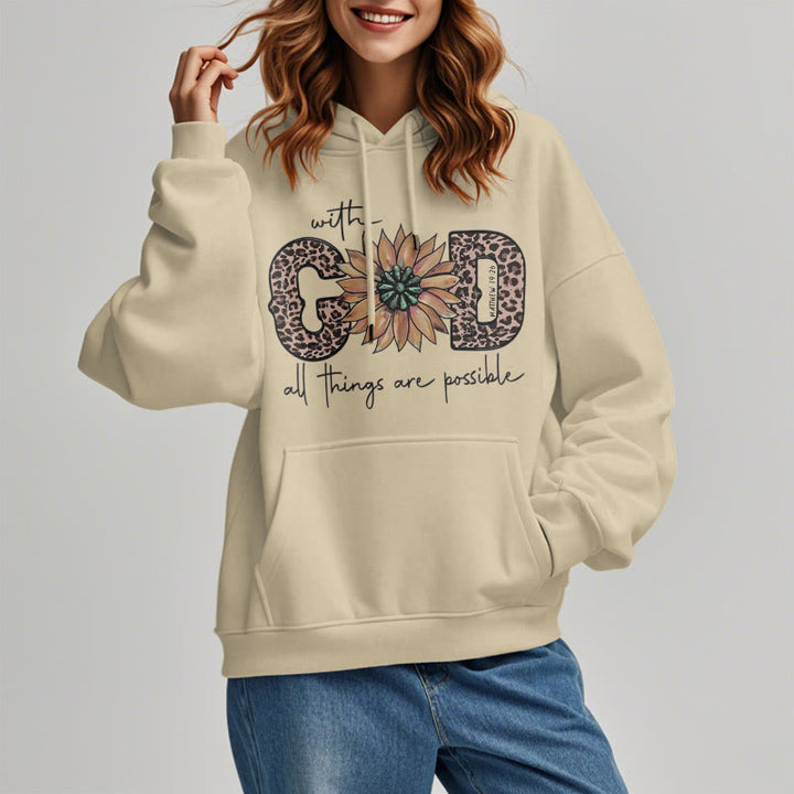 Christianartworkshop Quotation Style With God All Things Are Possible Fleece Lined Polyester Hoodie - image 18