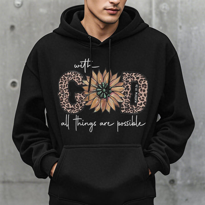 Christianartworkshop Quotation Style With God All Things Are Possible Fleece Lined Polyester Hoodie - image 13