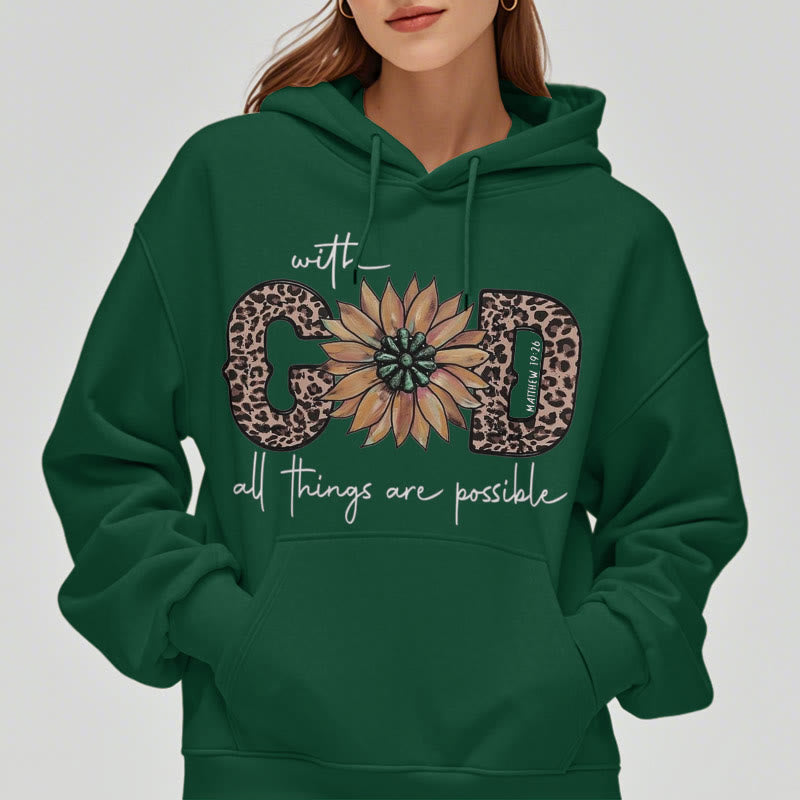 Christianartworkshop Quotation Style With God All Things Are Possible Fleece Lined Polyester Hoodie - image 27