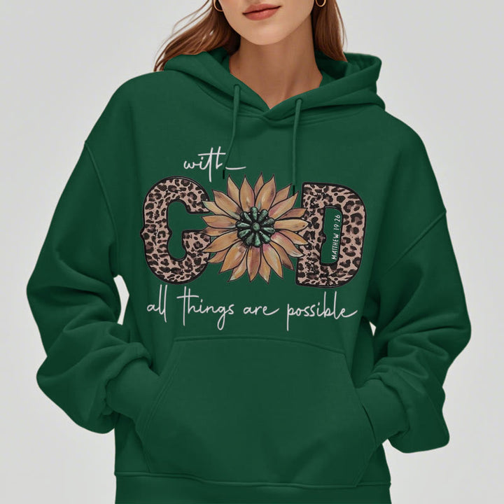 Christianartworkshop Quotation Style With God All Things Are Possible Fleece Lined Polyester Hoodie - image 27