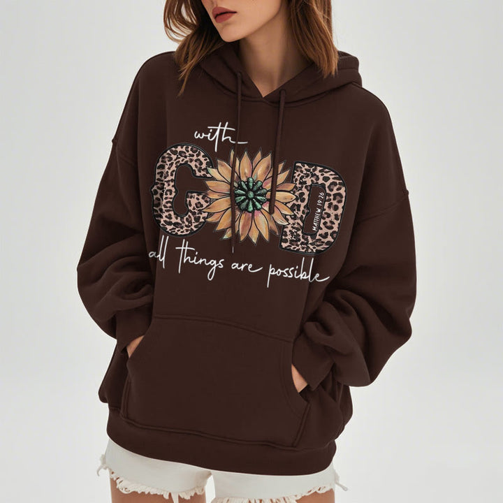Christianartworkshop Quotation Style With God All Things Are Possible Fleece Lined Polyester Hoodie - image 23