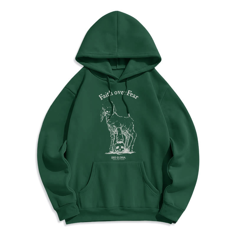 Christianartworkshop Quotation Style Faith Over Fear Lamb Fleece Lined Polyester Hoodie - Green - 2XL - image 25