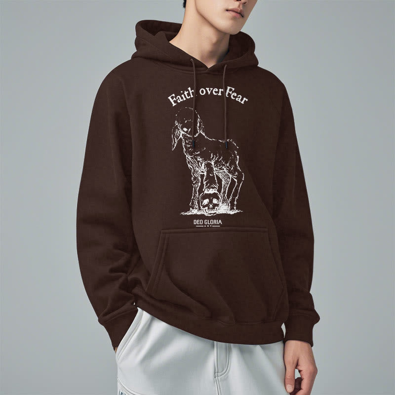 Christianartworkshop Quotation Style Faith Over Fear Lamb Fleece Lined Polyester Hoodie - image 23