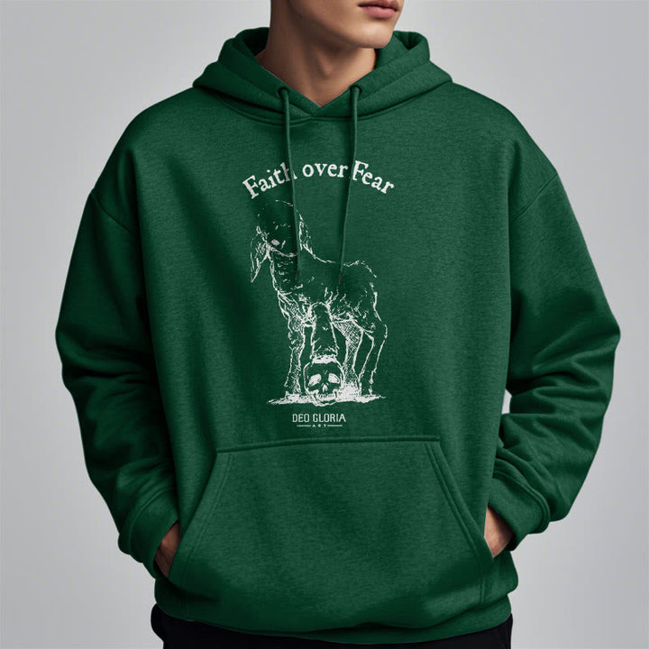 Christianartworkshop Quotation Style Faith Over Fear Lamb Fleece Lined Polyester Hoodie - image 27