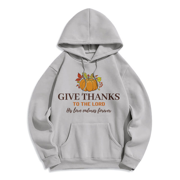 Christianartworkshop Modern Style Give Thanks to the Lord Pumpkin Fleece Lined Polyester Hoodie - Grey - 2XL - image 30