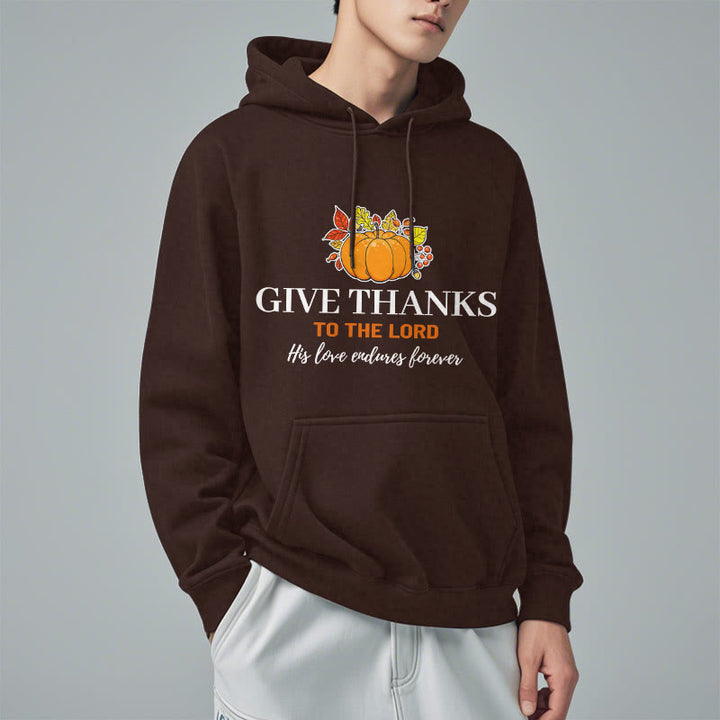 Christianartworkshop Modern Style Give Thanks to the Lord Pumpkin Fleece Lined Polyester Hoodie - image 2