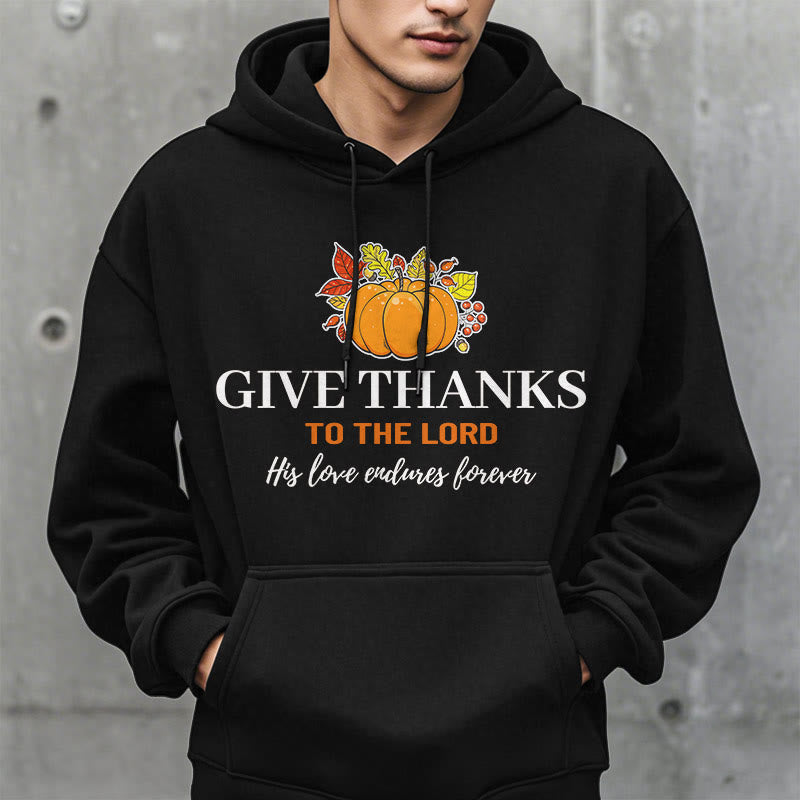 Christianartworkshop Modern Style Give Thanks to the Lord Pumpkin Fleece Lined Polyester Hoodie - image 12