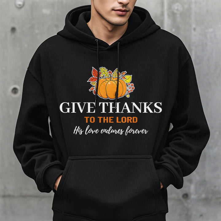 Christianartworkshop Modern Style Give Thanks to the Lord Pumpkin Fleece Lined Polyester Hoodie - image 12