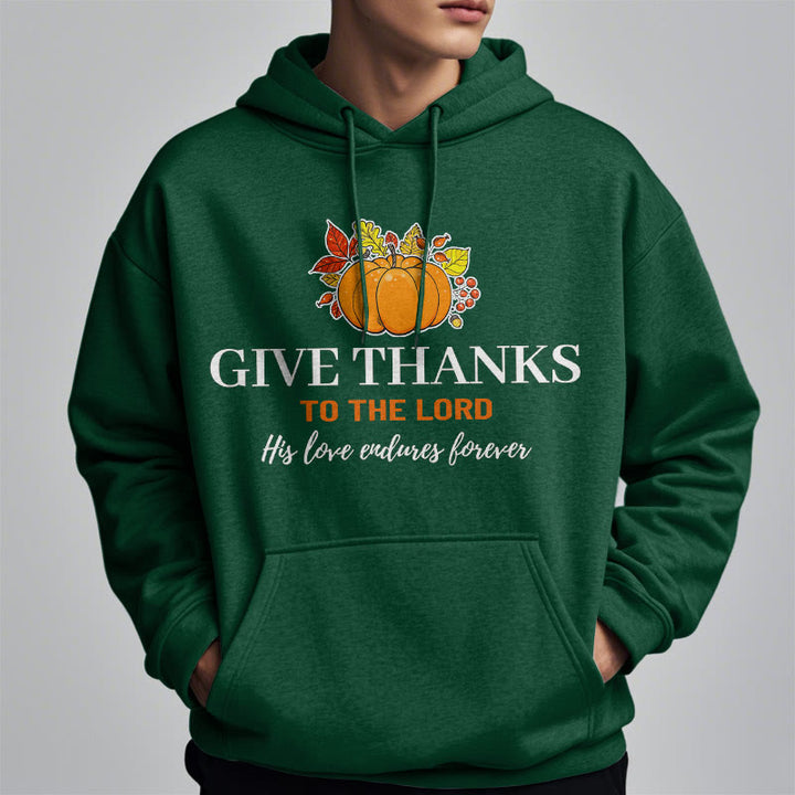 Christianartworkshop Modern Style Give Thanks to the Lord Pumpkin Fleece Lined Polyester Hoodie - image 23
