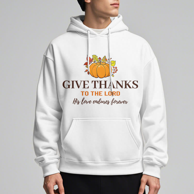 Christianartworkshop Modern Style Give Thanks to the Lord Pumpkin Fleece Lined Polyester Hoodie - image 8