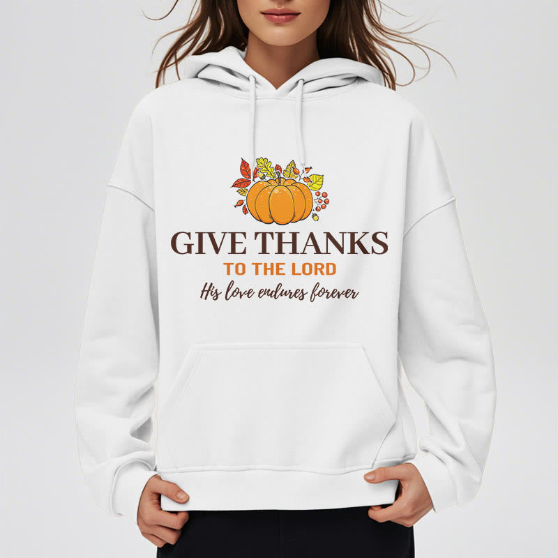 Christianartworkshop Modern Style Give Thanks to the Lord Pumpkin Fleece Lined Polyester Hoodie - image 7