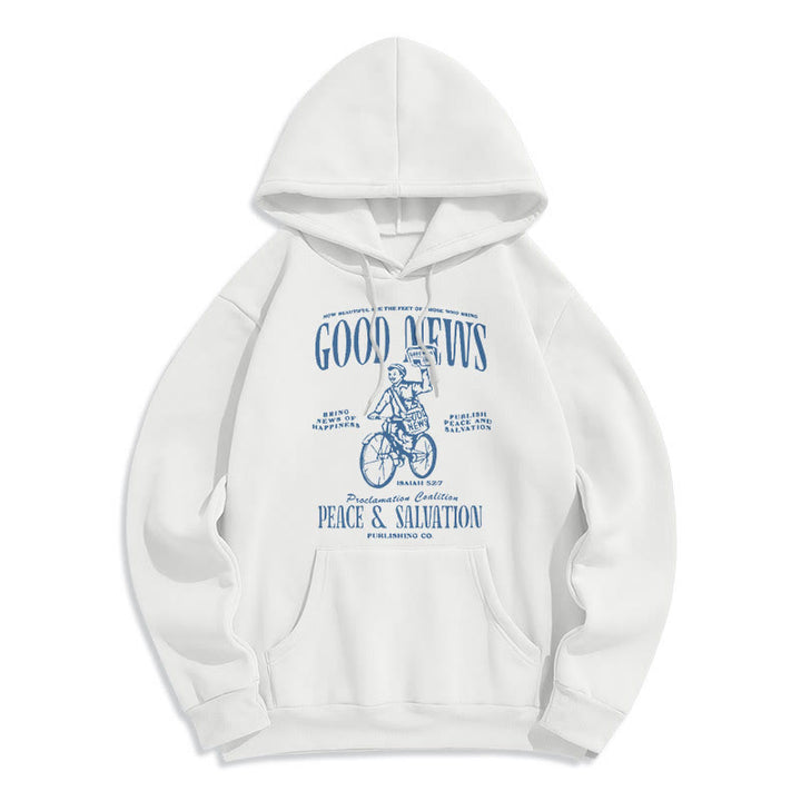 Christianartworkshop Quotation Style Good News Isaiah 52:7 Fleece Lined Polyester Hoodie - White - 2XL - image 0