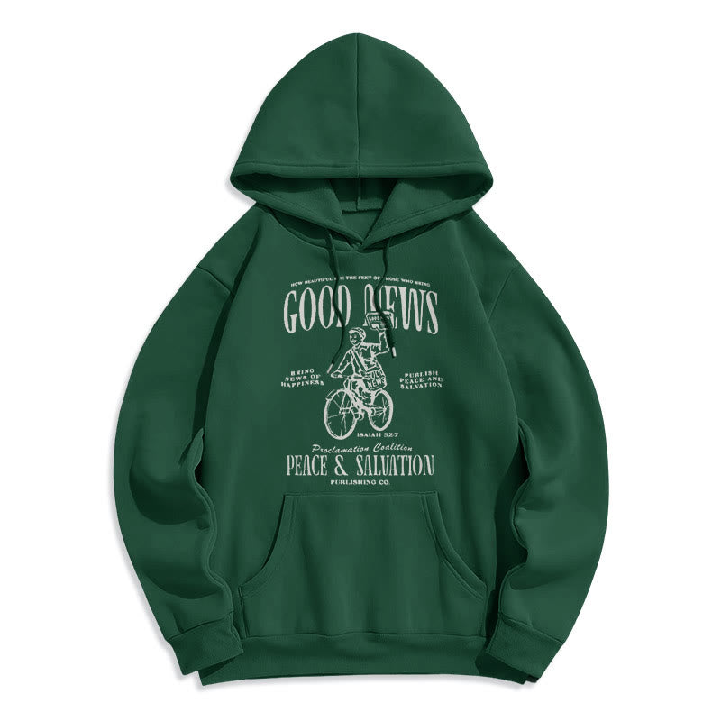 Christianartworkshop Quotation Style Good News Isaiah 52:7 Fleece Lined Polyester Hoodie - Green - 2XL - image 20