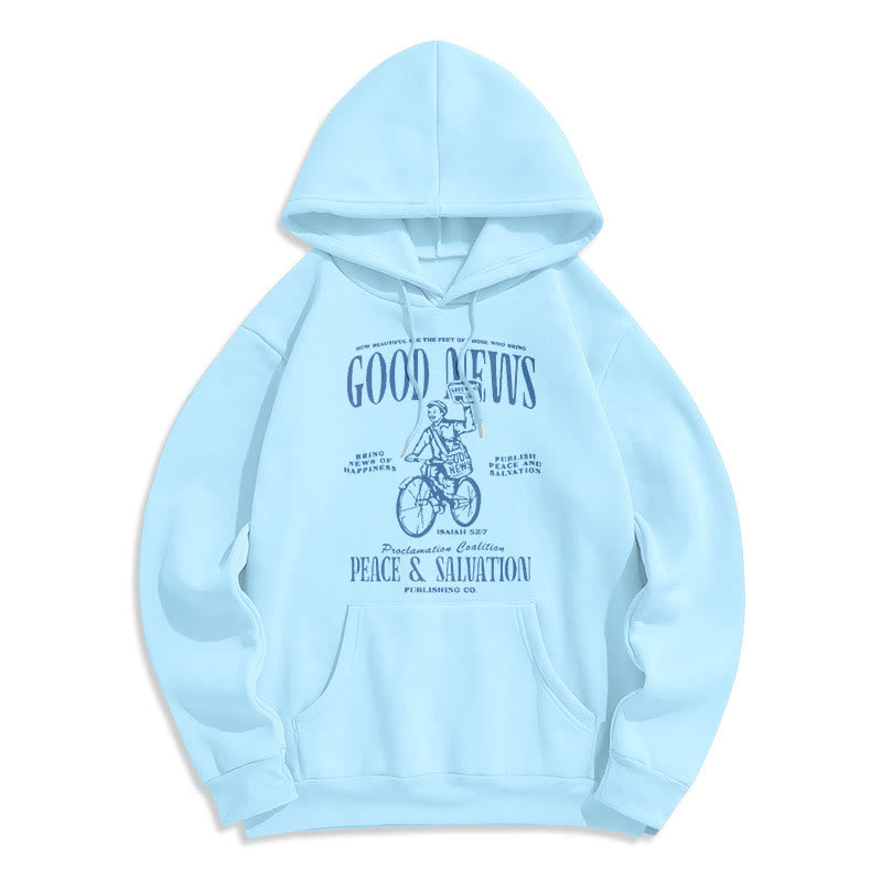 Christianartworkshop Quotation Style Good News Isaiah 52:7 Fleece Lined Polyester Hoodie - Blue - 2XL - image 25