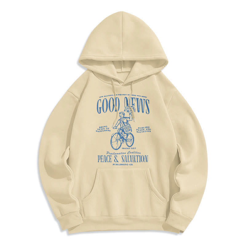 Christianartworkshop Quotation Style Good News Isaiah 52:7 Fleece Lined Polyester Hoodie - Beige - 2XL - image 10