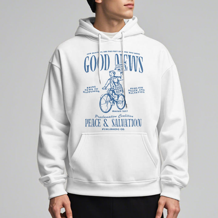 Christianartworkshop Quotation Style Good News Isaiah 52:7 Fleece Lined Polyester Hoodie - image 2