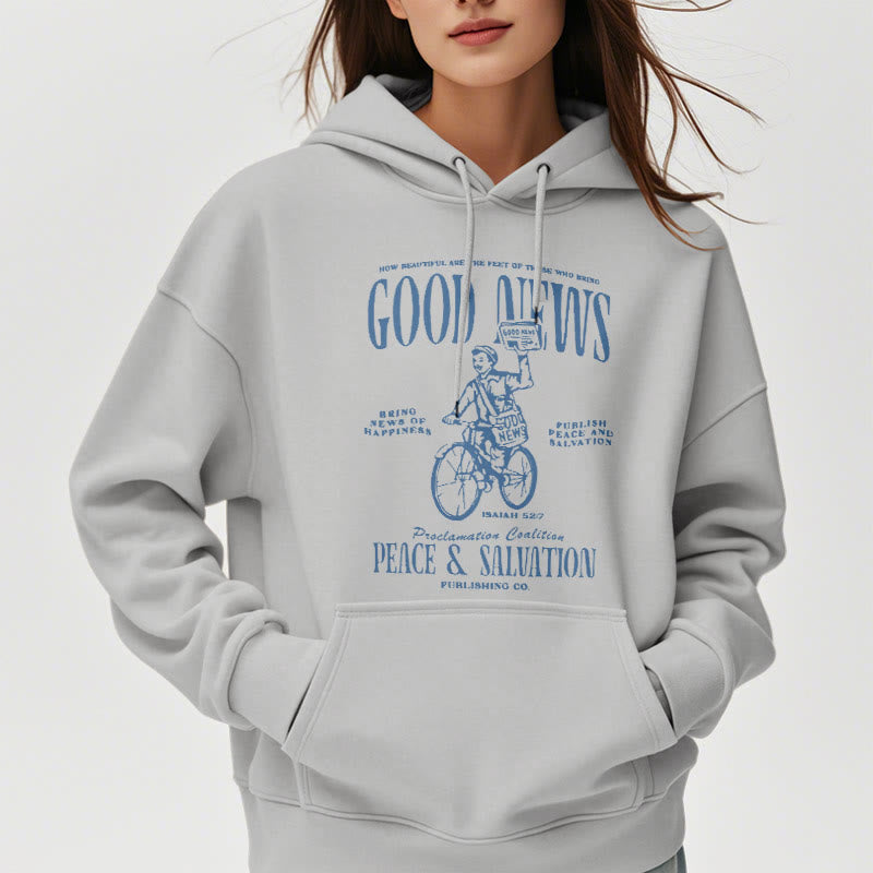 Christianartworkshop Quotation Style Good News Isaiah 52:7 Fleece Lined Polyester Hoodie - image 33