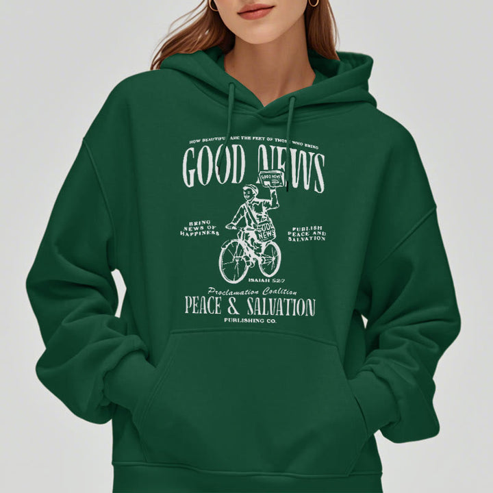 Christianartworkshop Quotation Style Good News Isaiah 52:7 Fleece Lined Polyester Hoodie - image 22