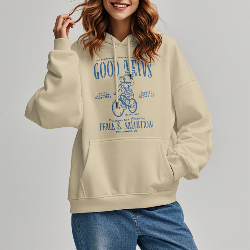 Christianartworkshop Quotation Style Good News Isaiah 52:7 Fleece Lined Polyester Hoodie - image 12