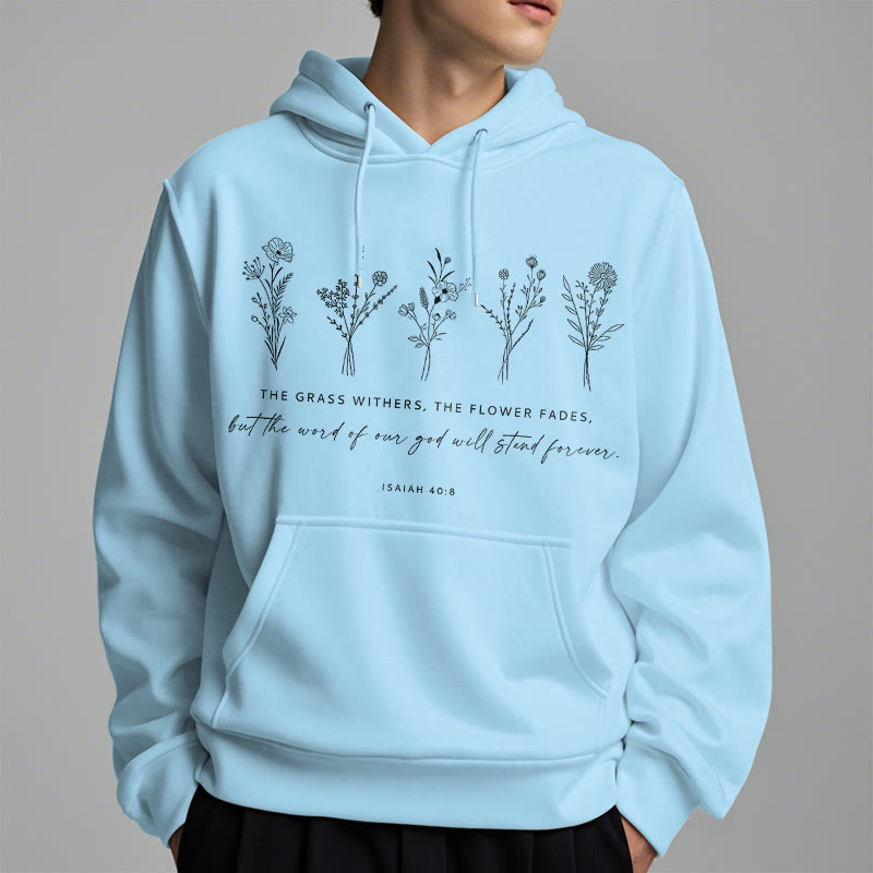 Christianartworkshop Quotation Style Isaiah 40:8 Floral Forever Fleece Lined Polyester Hoodie - image 27