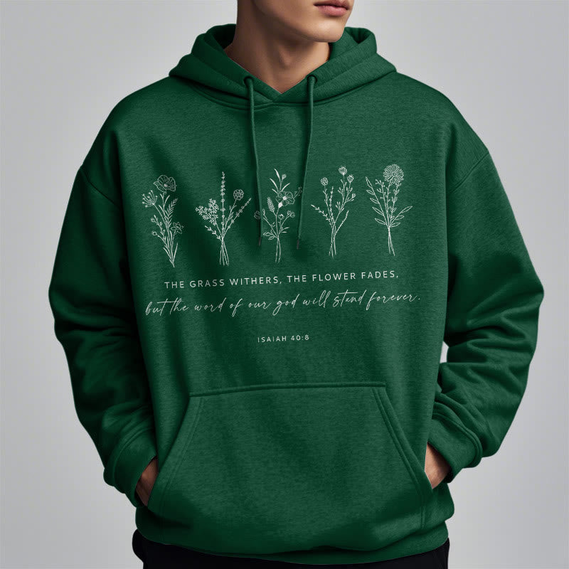 Christianartworkshop Quotation Style Isaiah 40:8 Floral Forever Fleece Lined Polyester Hoodie - image 23