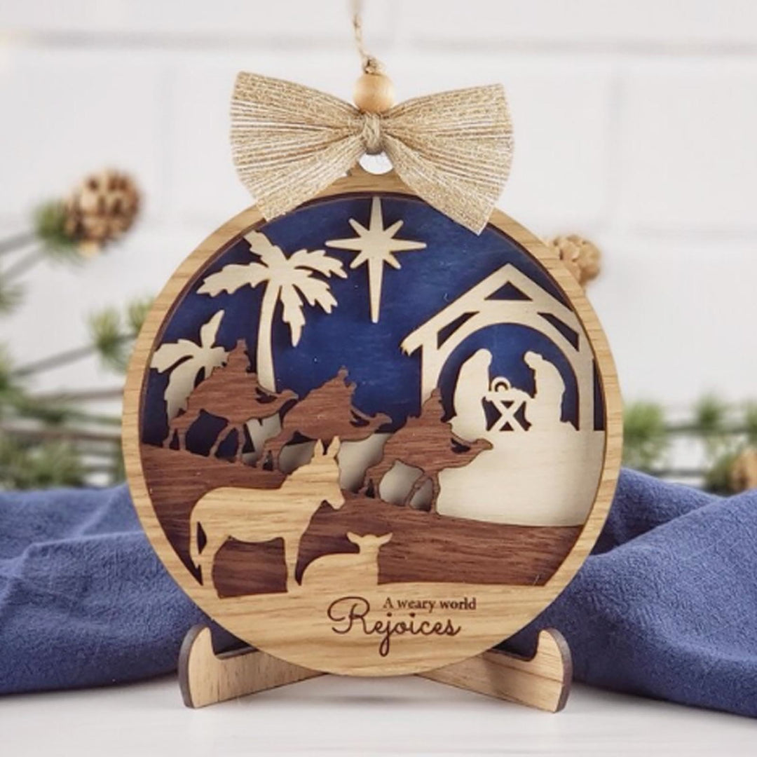 Christianartworkshop Rustic Style Holy Night Three Wise Men Christmas Nativity Hanging Ornaments - Nativity Scene - image 0