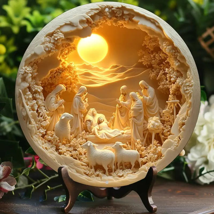 Christianartworkshop Classic Style The Holy Family Lamb 2D Christmas Nativity Hanging Ornaments - Nativity Scene(Base not included) - image 0