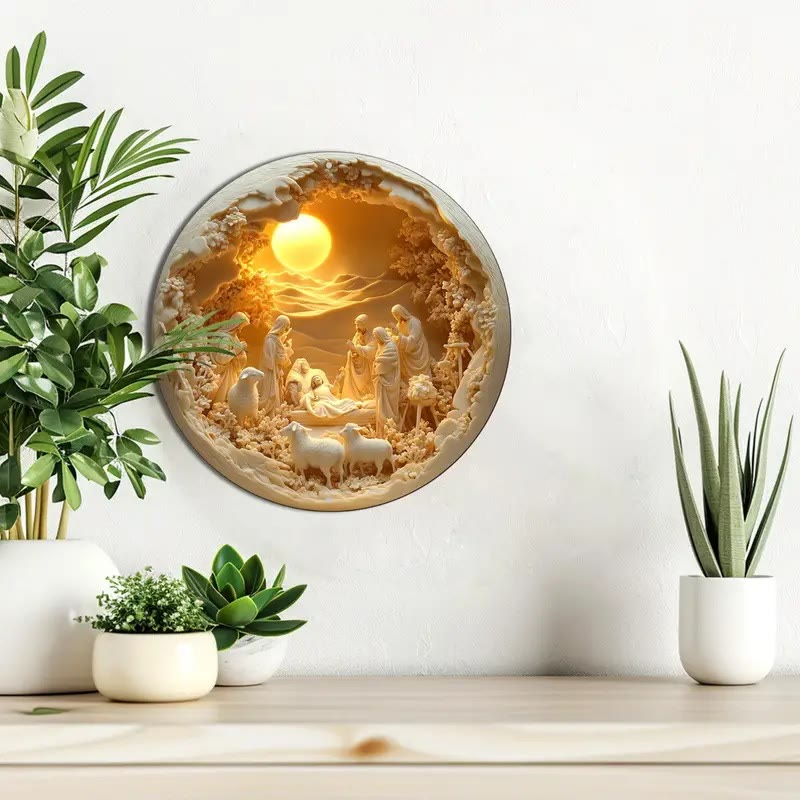 Christianartworkshop Classic Style The Holy Family Lamb 2D Christmas Nativity Hanging Ornaments - image 3