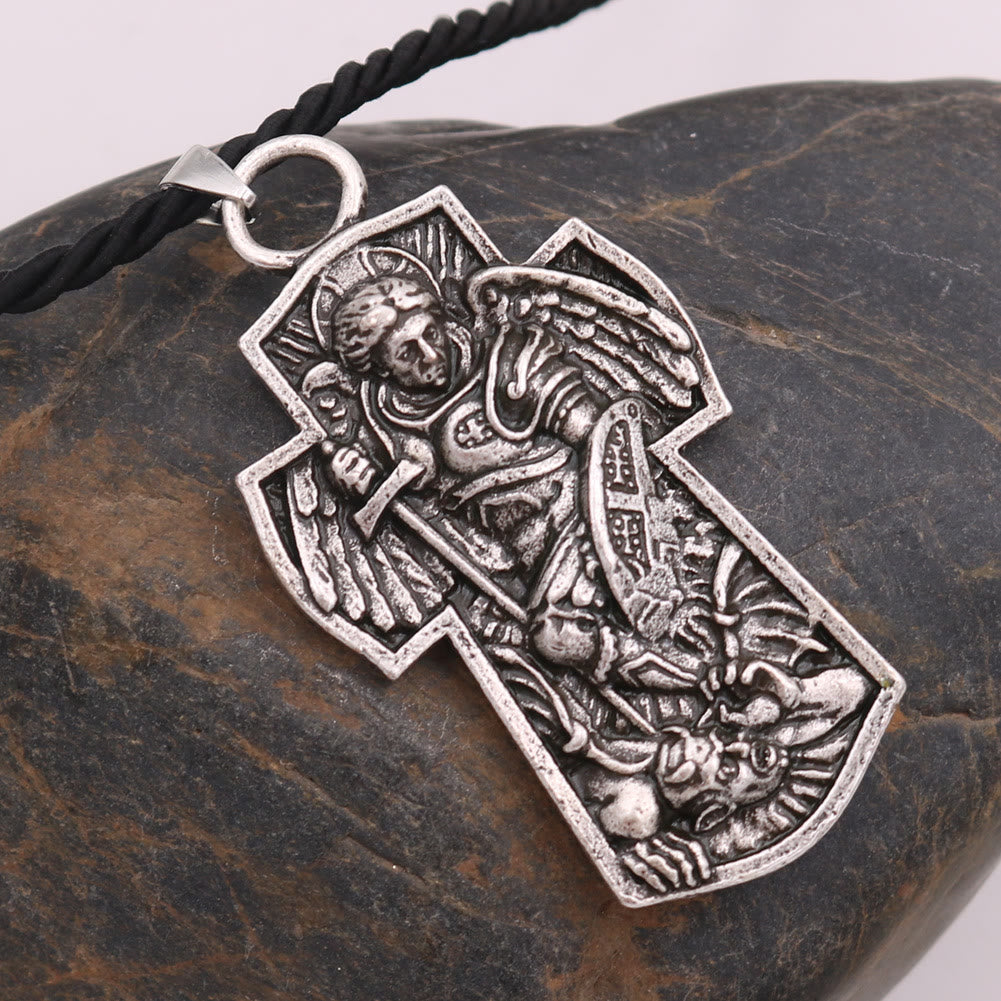 Christianartworkshop St. Michael the Archangel Protect Us Medal Titanium Pendant Necklace - image 3