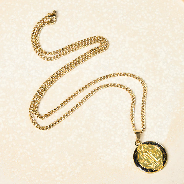 Christianartworkshop 2 Color Retro Style St. Benedict Symbol Protection Faith Pendant Necklace - image 9