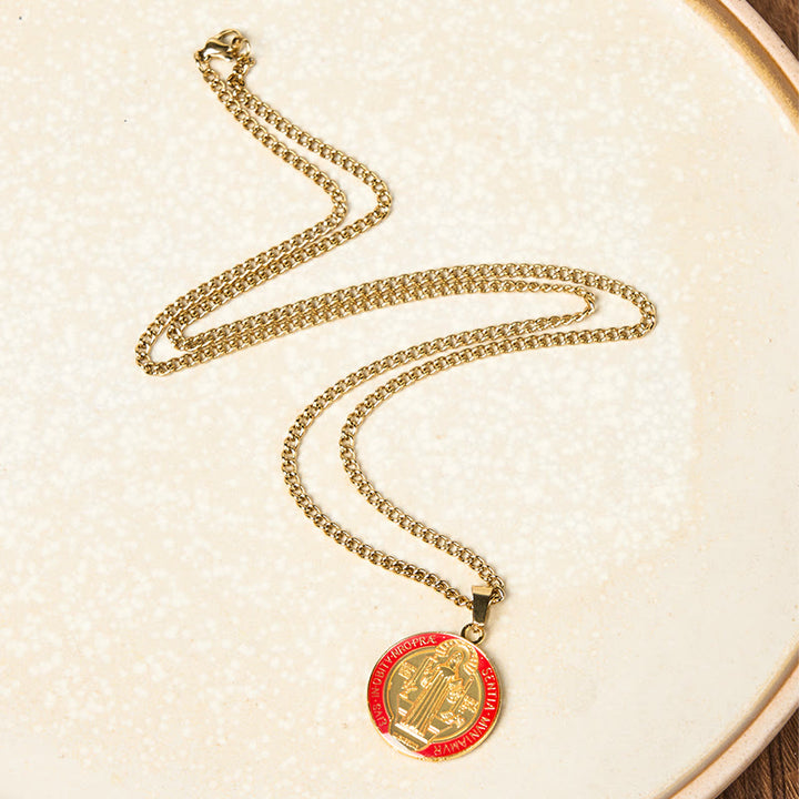 Christianartworkshop 2 Color Retro Style St. Benedict Symbol Protection Faith Pendant Necklace - image 7
