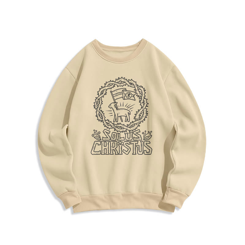 Christianartworkshop Modern Style Solus Christus Lamb Fleece Lined Polyester Sweatshirt - Beige - 2XL - image 8