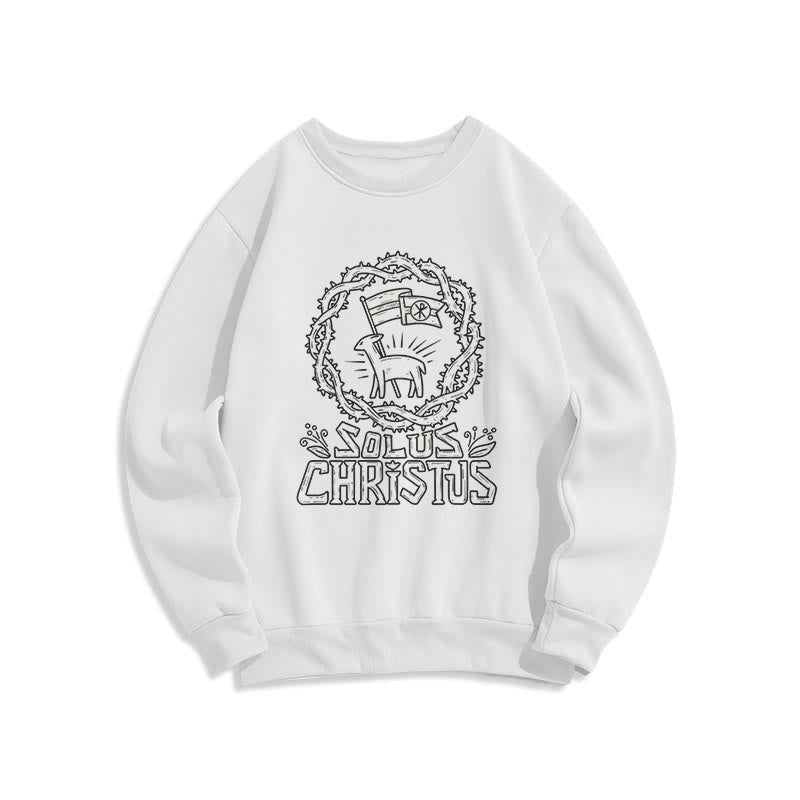 Christianartworkshop Modern Style Solus Christus Lamb Fleece Lined Polyester Sweatshirt - White - 2XL - image 0