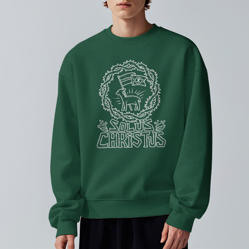 Christianartworkshop Modern Style Solus Christus Lamb Fleece Lined Polyester Sweatshirt - image 13