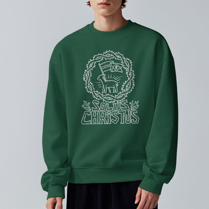 Christianartworkshop Modern Style Solus Christus Lamb Fleece Lined Polyester Sweatshirt - image 13