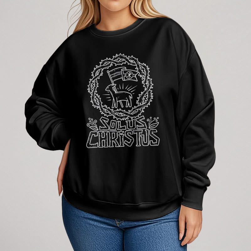 Christianartworkshop Modern Style Solus Christus Lamb Fleece Lined Polyester Sweatshirt - image 7