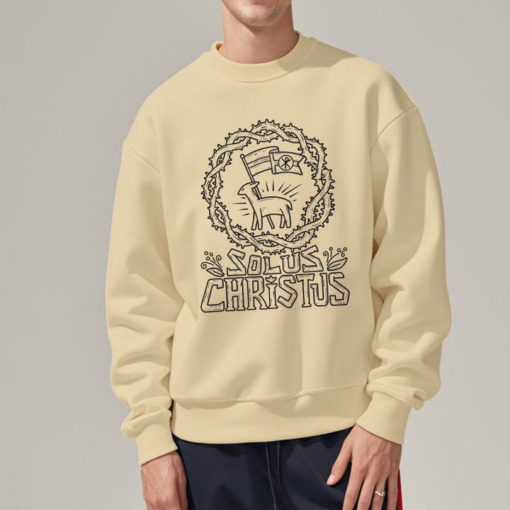 Christianartworkshop Modern Style Solus Christus Lamb Fleece Lined Polyester Sweatshirt - image 9