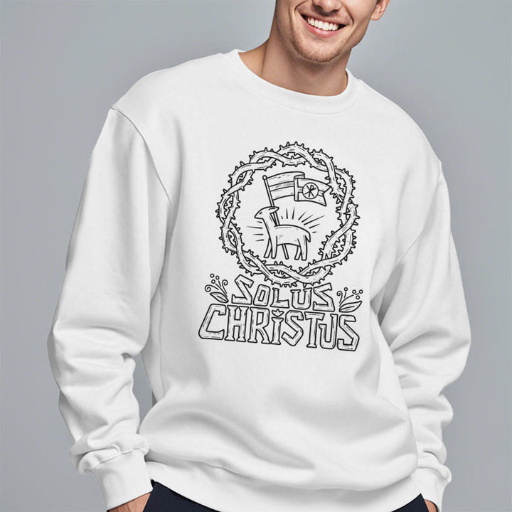 Christianartworkshop Modern Style Solus Christus Lamb Fleece Lined Polyester Sweatshirt - image 5