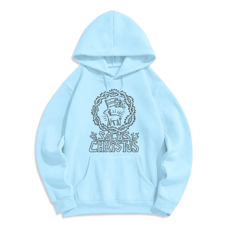 Christianartworkshop Modern Style Solus Christus Lamb Fleece Lined Polyester Hoodie - Blue - 2XL - image 14