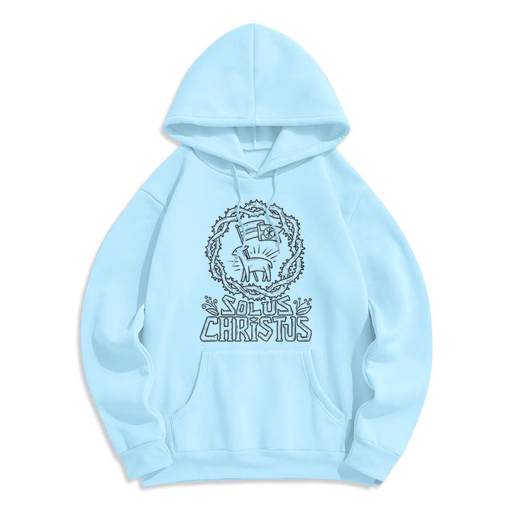 Christianartworkshop Modern Style Solus Christus Lamb Fleece Lined Polyester Hoodie - Blue - 2XL - image 14