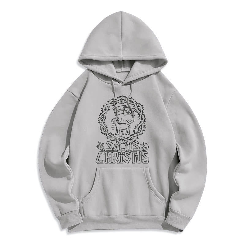 Christianartworkshop Modern Style Solus Christus Lamb Fleece Lined Polyester Hoodie - Grey - 2XL - image 16