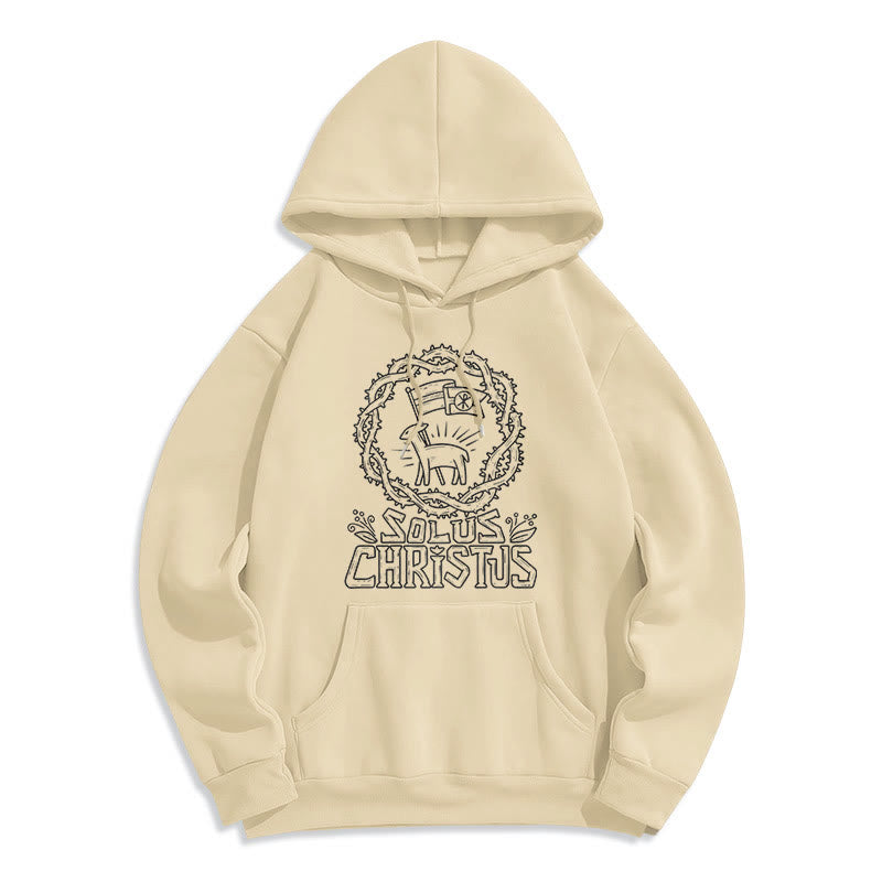 Christianartworkshop Modern Style Solus Christus Lamb Fleece Lined Polyester Hoodie - Beige - 2XL - image 8