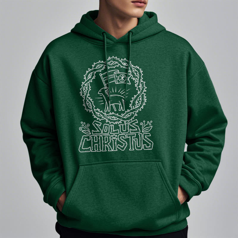 Christianartworkshop Modern Style Solus Christus Lamb Fleece Lined Polyester Hoodie - image 13