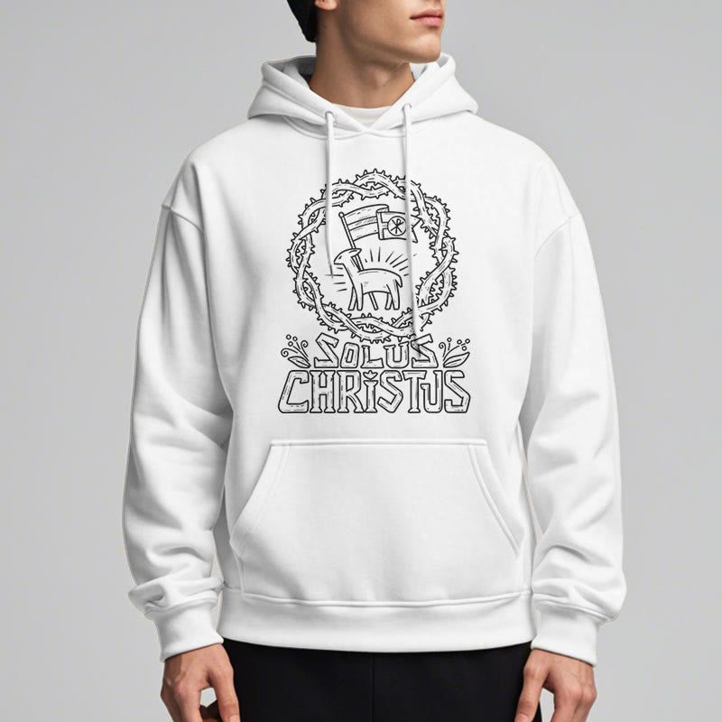 Christianartworkshop Modern Style Solus Christus Lamb Fleece Lined Polyester Hoodie - image 5
