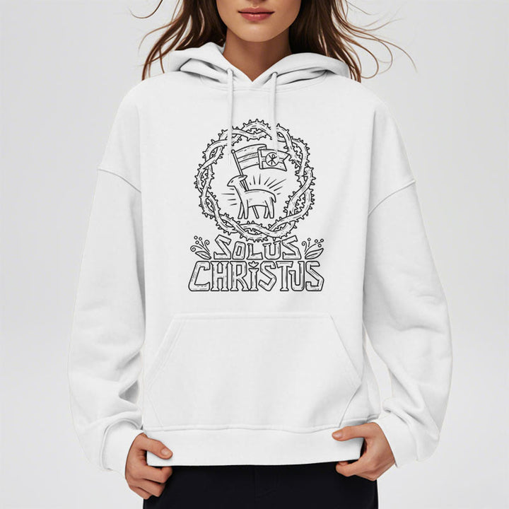 Christianartworkshop Modern Style Solus Christus Lamb Fleece Lined Polyester Hoodie - image 3