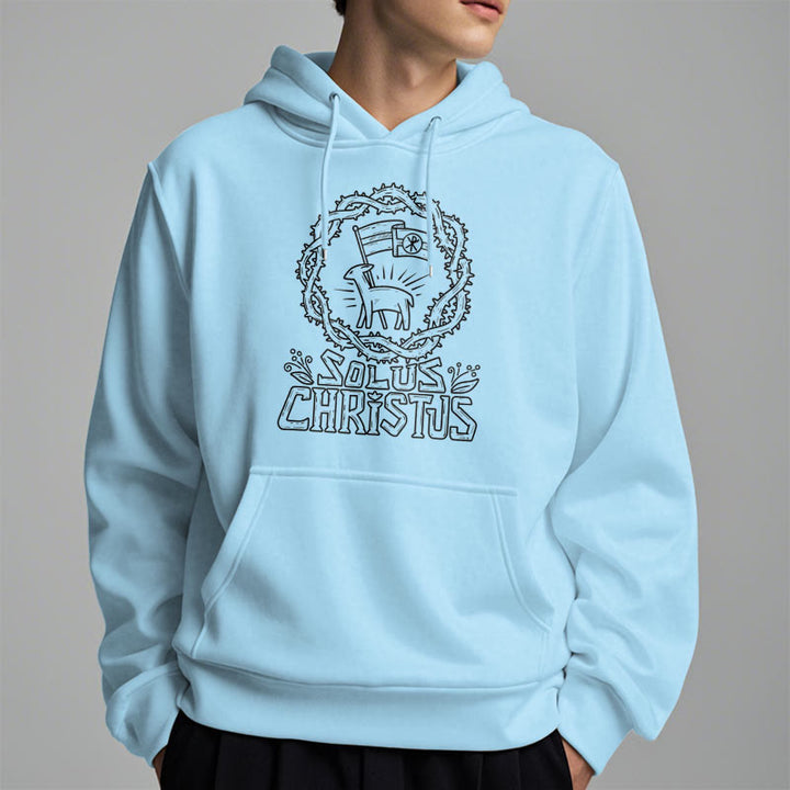 Christianartworkshop Modern Style Solus Christus Lamb Fleece Lined Polyester Hoodie - image 15