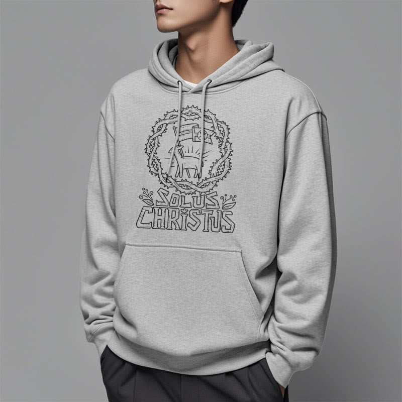 Christianartworkshop Modern Style Solus Christus Lamb Fleece Lined Polyester Hoodie - image 17